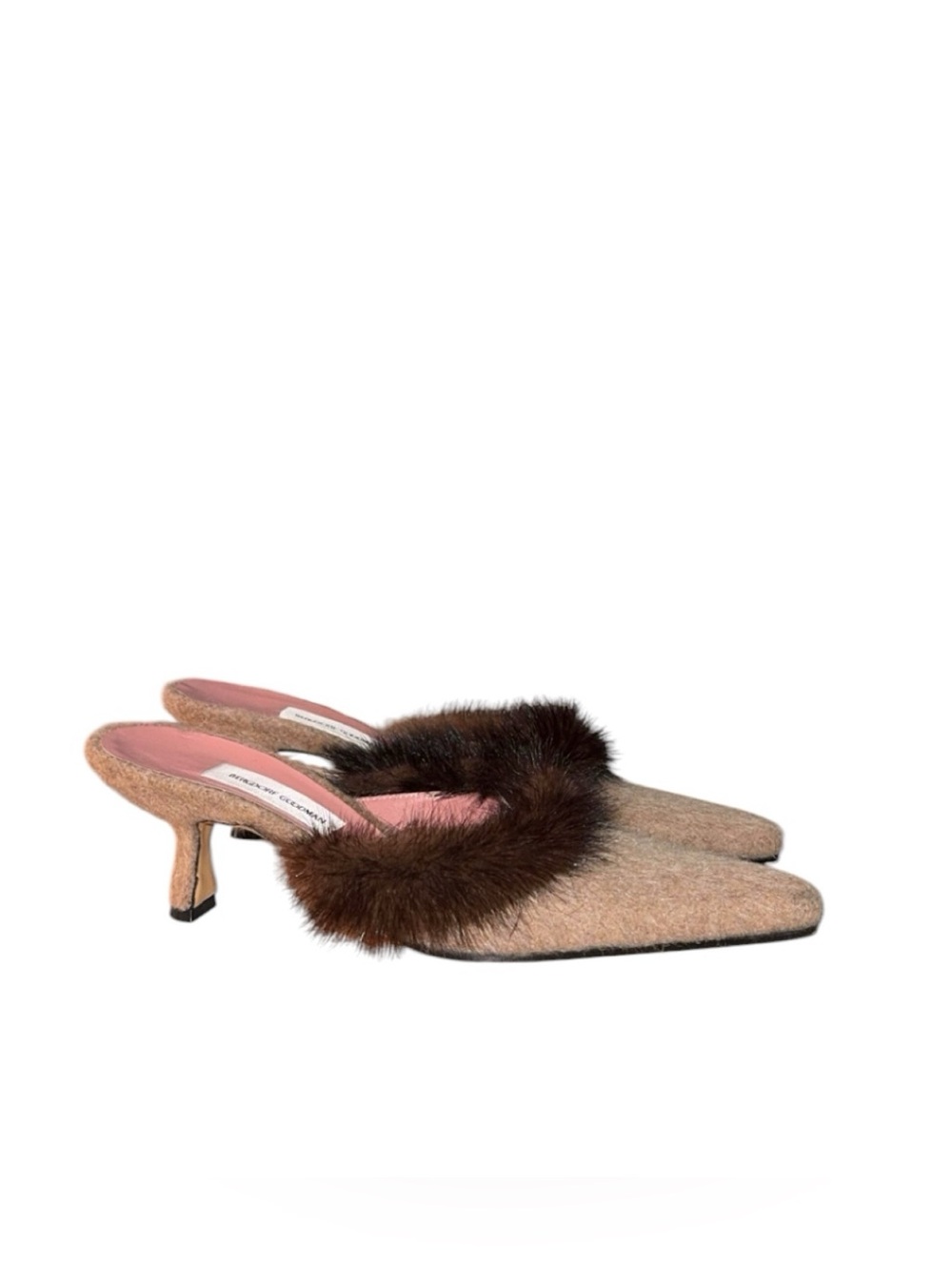 Bergdorf Goodman Vintage & Rare Brown Mink Fur Mohair Mule Heels Size 8/38